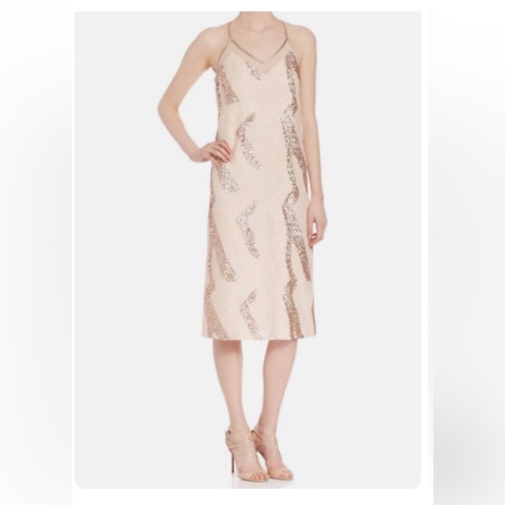 ABS by Allen Schwartz Beaded Sequin Midi Slip Dress